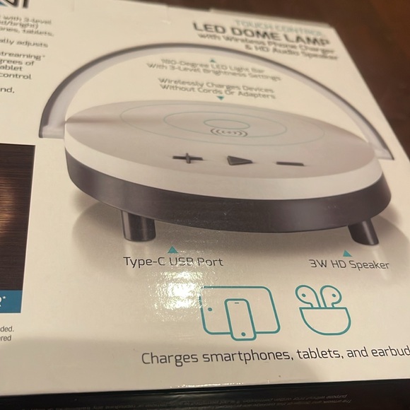 New in box Led Dome Lamp with Wireless Phone Charger and HD Audio Speaker - Picture 2 of 10